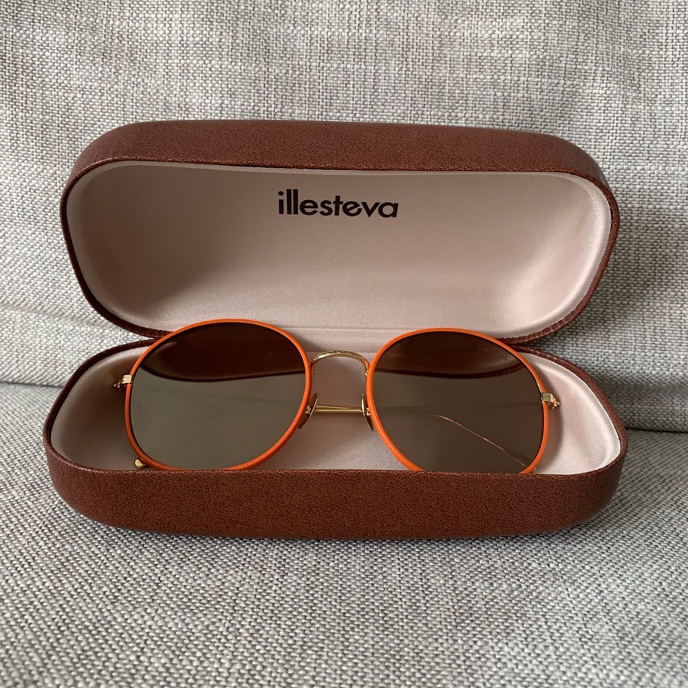 Illesteva Alina Leather 58MM Round Sunglasses NWOT